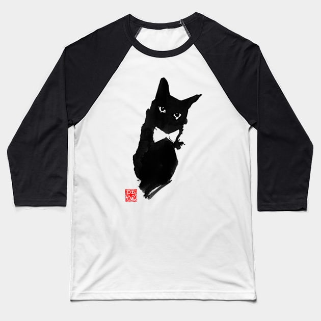 tie cat Baseball T-Shirt by pechane